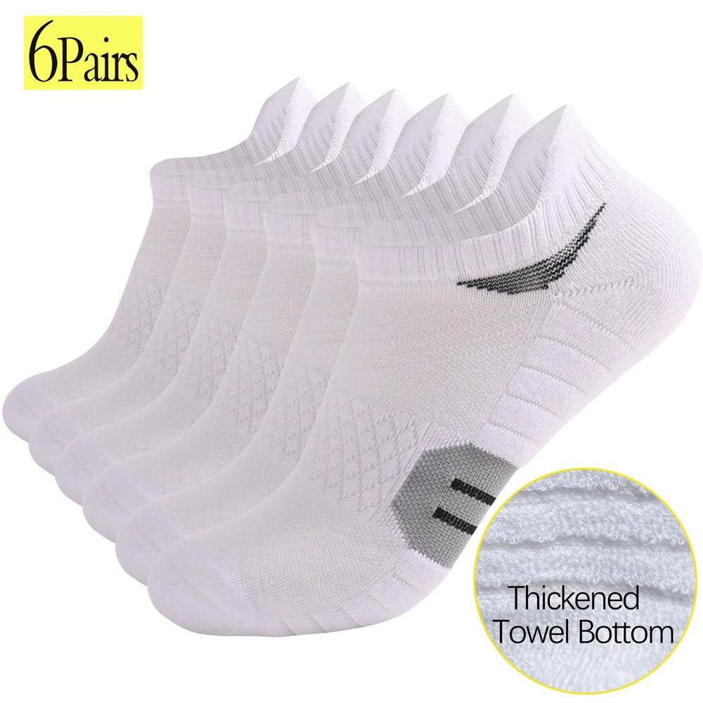 6 Pairs Men Sports Running Heavy Cushion Anti Slip Socks