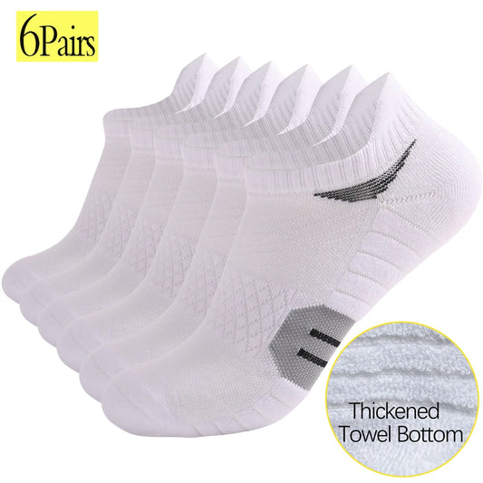 6 Pairs Men Sports Running Heavy Cushion Anti Slip Socks