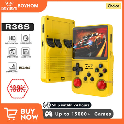 R36S Retro Handheld Game Console 128GB Linux 3.5 Inch IPS Screen Portable Pocket Player 2 Joystick 15000 Games Expandable 64GB 256GB Kid Gift