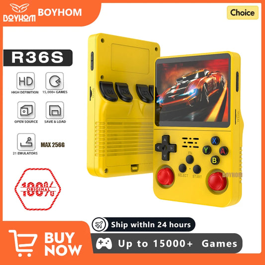 R36S Retro Handheld Game Console 128GB Linux 3.5 Inch IPS Screen Portable Pocket Player 2 Joystick 15000 Games Expandable 64GB 256GB Kid Gift