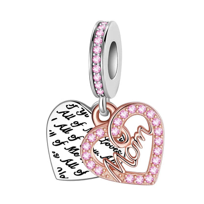 Sparkling Birthstone Heart Charm 925 Sterling Silver Pendant Bead for Mom DIY Jewelry Gift