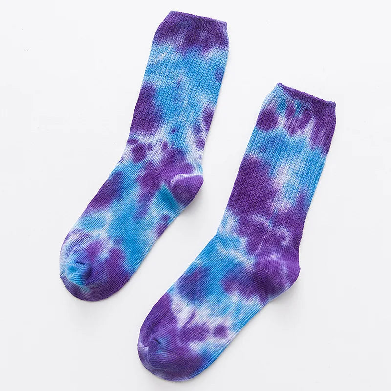Unisex Antibacterial Tie Dye Cotton Blend Cycling Socks