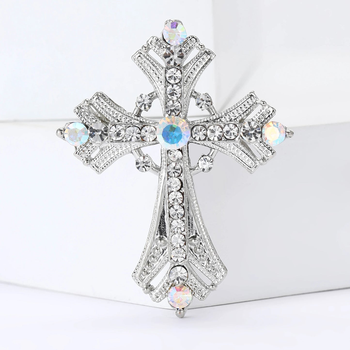 Rhinestone Cross Brooches for Women Stylish Floral Pins Perfect for Parties and Gifts