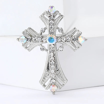 Rhinestone Cross Brooches for Women Stylish Floral Pins Perfect for Parties and Gifts