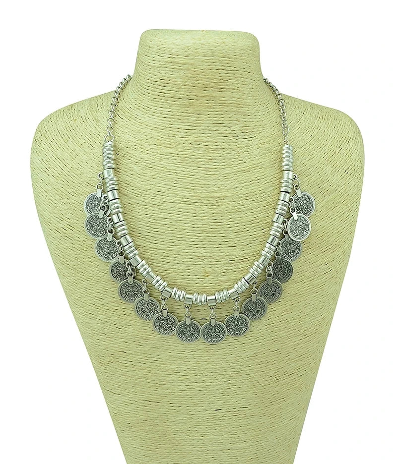 Indian Vintage Coin Tassel Choker Necklace for Women Ethnic Boho Jewelry Gift