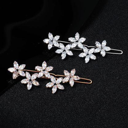 Elegant Cubic Zirconia Leaf Hair Clips for Bridal and Wedding Style