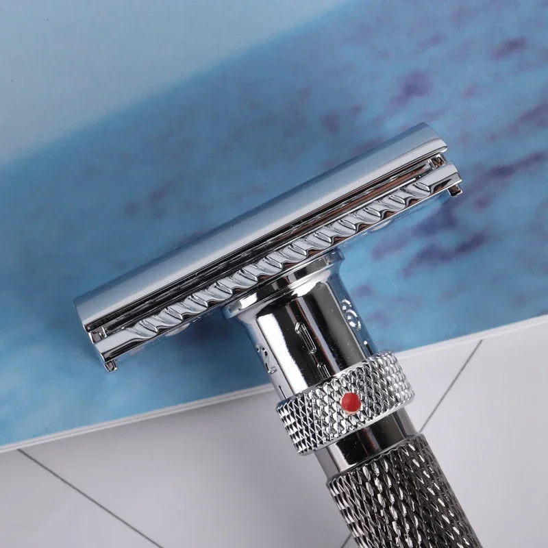 Yaqi Adjustable Stainless Steel Safety Razor For Men Chrome Gunmetal Finish