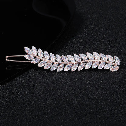 Elegant Cubic Zirconia Leaf Hair Clips for Bridal and Wedding Style
