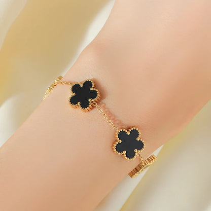 Ganemly 316L Stainless Steel Four Color Five Leaf Clover Flower Jewelry Set for Women