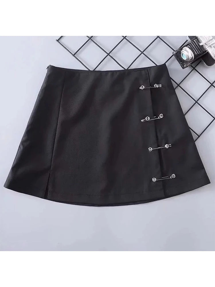 Streetwear Camo Mini Skirt Women Side Zipper High Waist