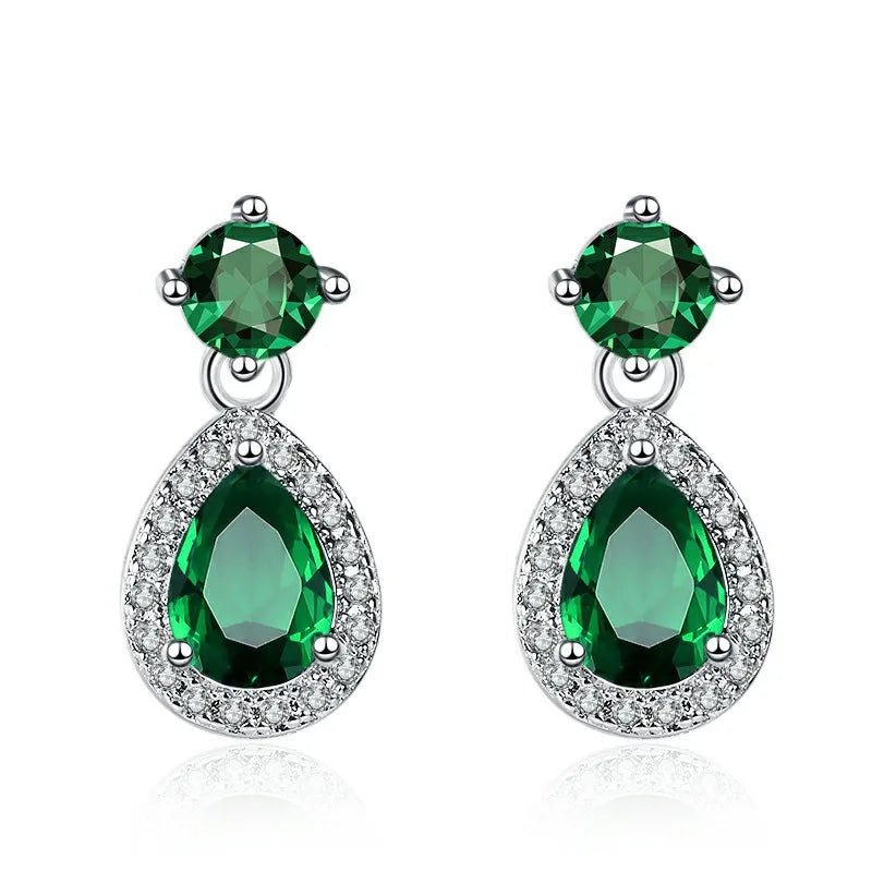Sterling Silver CZ Crystal Plant Stud Earrings for Women and Teens