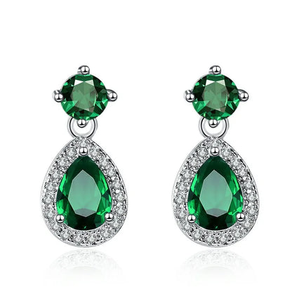Sterling Silver CZ Crystal Plant Stud Earrings for Women and Teens