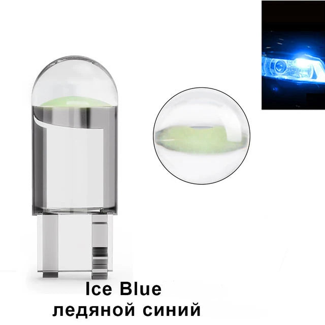 10 Pack T10 W5W COB LED 6000K White 12V License Bulbs