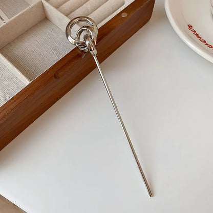 Vintage Rose Flower Crystal Hairpin Stick for Women Fashion Alloy Headwear