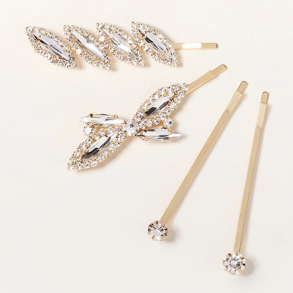 Elegant Bridal Rhinestone Hairpins For Women With Cubic Zirconia Gems
