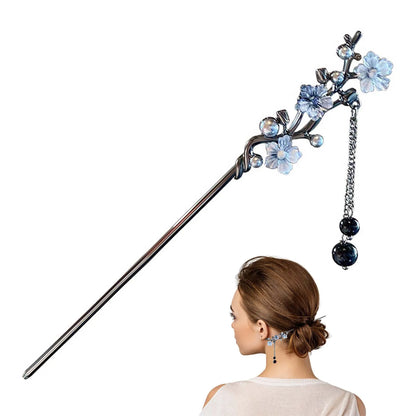 Vintage Chinese Floral Tassel Hair Stick For Women Girls Hanfu Updo
