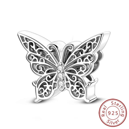 Glowing Firefly Butterfly Charm Bead 925 Sterling Silver Pendant for Bracelets KTC1311