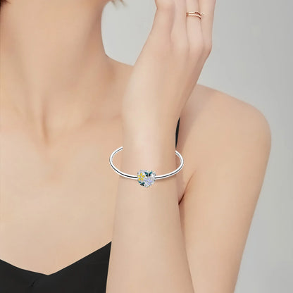 925 Sterling Silver Colorful Flower Charms with Zircon Roses Tulips and Daisies for DIY Necklace and Bracelet Jewelry Gifts