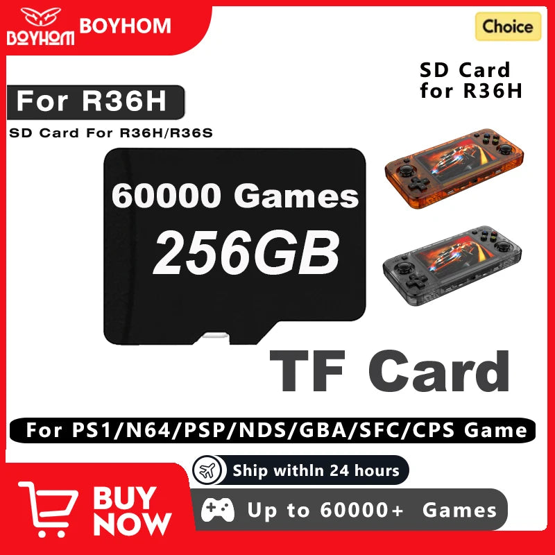 BOYHOM Preloaded Game TF SD Card for RG36H R36S R3 High Quality Memory 64GB 128GB 256GB