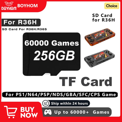 BOYHOM Preloaded Game TF SD Card for RG36H R36S R3 High Quality Memory 64GB 128GB 256GB