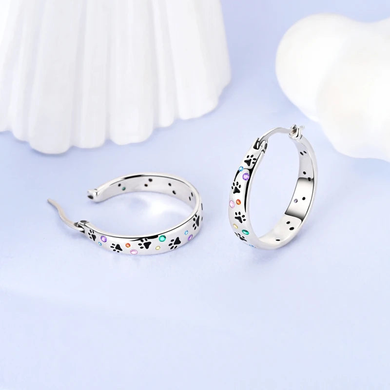 Original 925 Sterling Silver Tassel Earrings for Women Zircon Sparkling Pave Hoop Studs Anniversary Jewelry Gift