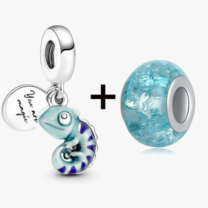Chameleon and Turtle Pendant Beads for Charm Bracelets Jewelry Gift BD01