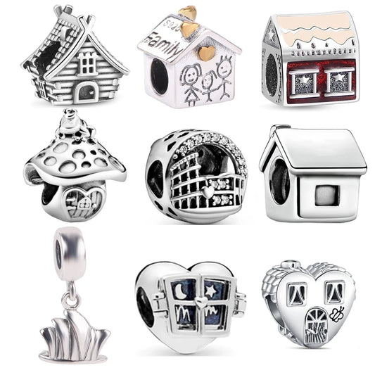 925 Silver Hot Air Balloon Castle Tower Mushroom Charms