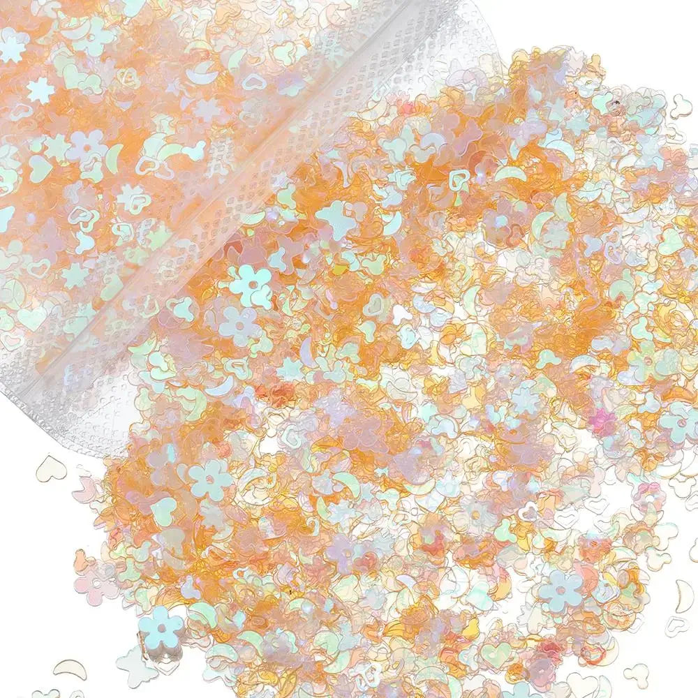 20 Gram 3 to 6 Millimeter Mixed Glitter Sequins Epoxy Resin Filler Material Orange