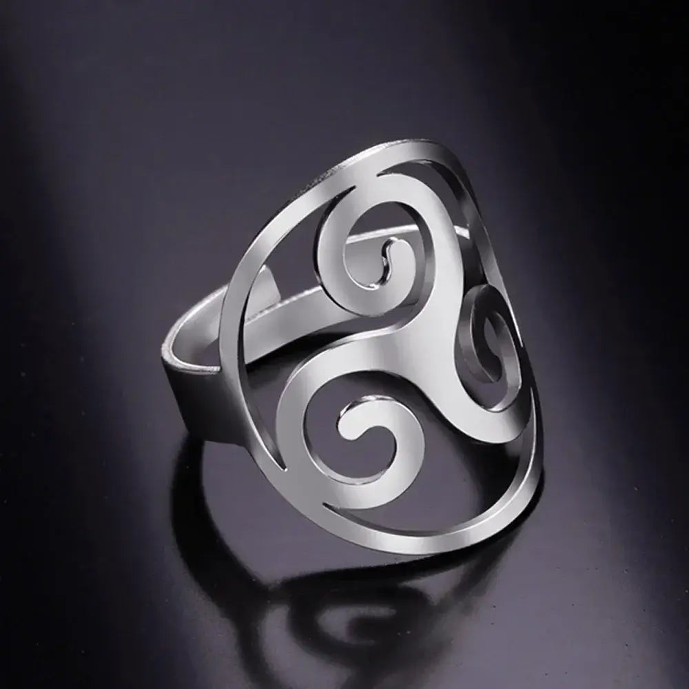 Skyrim Celtic Triple Spiral Triskelion Ring for Couples
