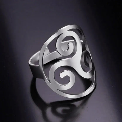 Skyrim Celtic Triple Spiral Triskelion Ring for Couples