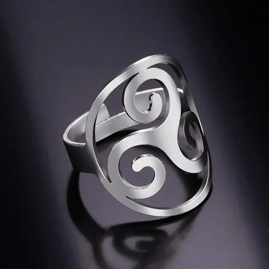 Skyrim Celtic Triple Spiral Triskelion Ring for Couples