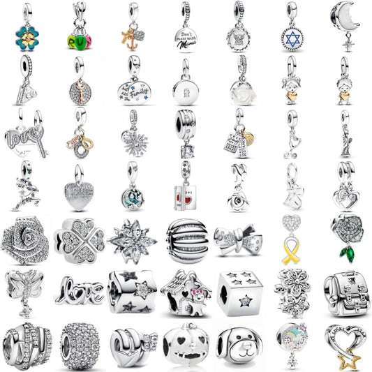 Exquisite 925 Silver Bead Pendant for DIY European Bracelets with Bow Rose Boy and Girl Charms