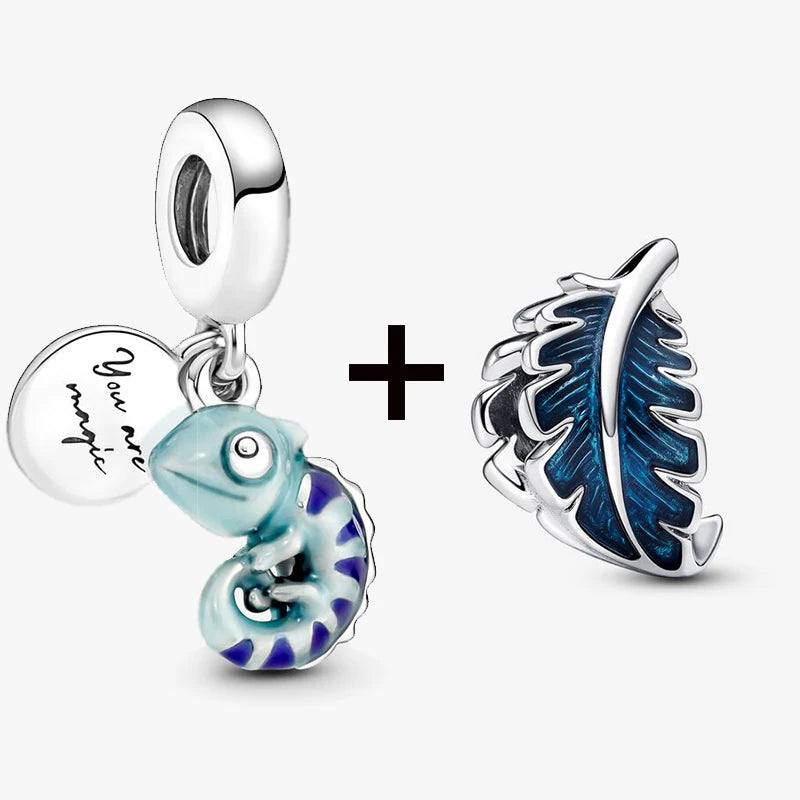 Chameleon and Turtle Pendant Beads for Charm Bracelets Jewelry Gift BD15