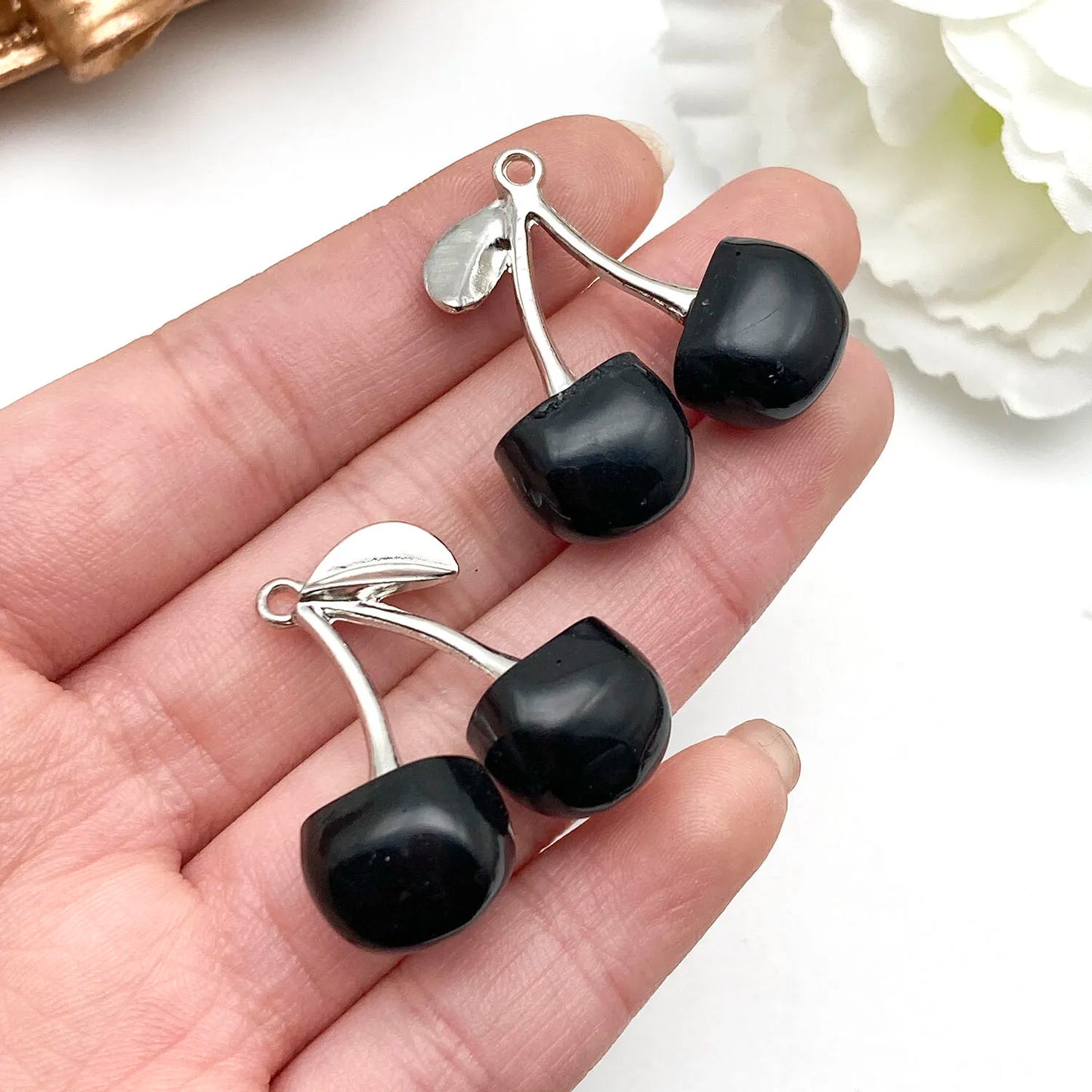 3D Resin Cherry Charm Set for Jewelry Making - Cute and Romantic Craft Accessories