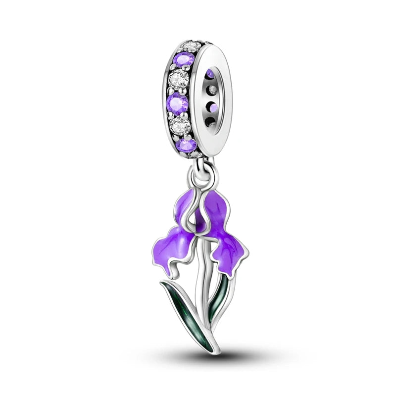 925 Silver Flower Charms Sunflower Tulip Pendants for Bracelet Jewelry Making KTC770