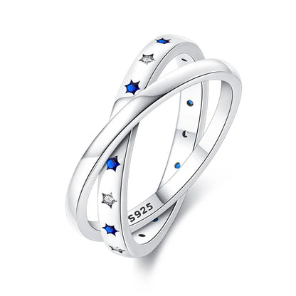 Women's Classic Geometric 925 Sterling Silver Ring with Overlapping Zircon KJR084 9