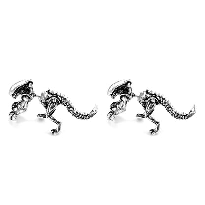 Alien Dinosaur 3D Black Stud Earrings for Women Unique Animal Jewelry Gifts
