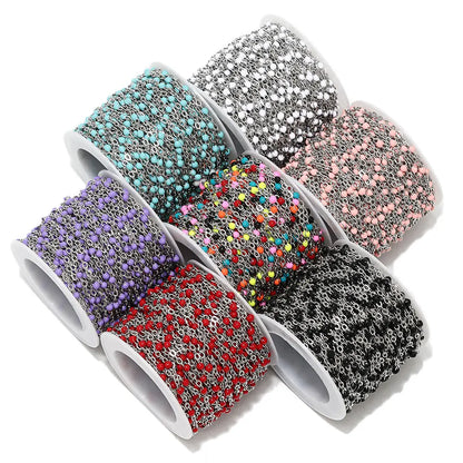 Colorful Enamel Stainless Steel Flat Cross Cable Chains for DIY Jewelry and Fancy Bracelets