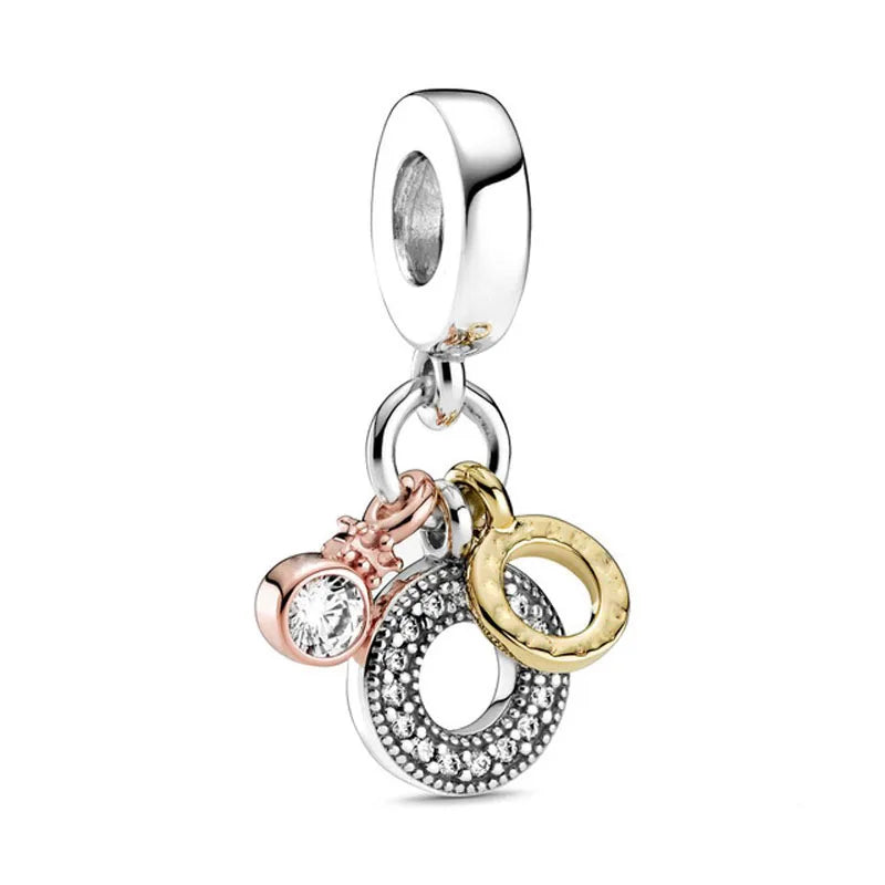 Exquisite 925 Silver Bead Pendant for DIY European Bracelets with Bow Rose Boy and Girl Charms P002