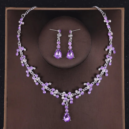 Baroque Crystal Tiara & Crown Jewelry Set - Top-Rated Rhinestone Bridal Accessories Purple