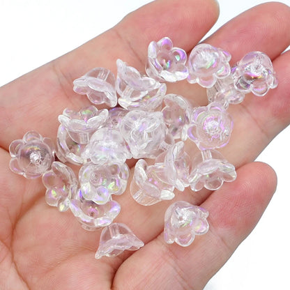 30 Piece Colorful Flower Shape Glass Beads for DIY Jewelry Making and Handmade Accessories