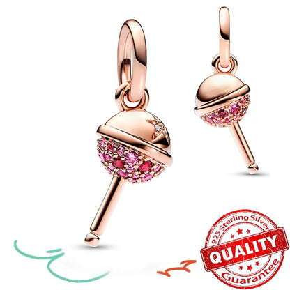 Original 925 Sterling Silver Rose Gold Snowflake Heart Fish Charms Beads for DIY Necklace and Bracelet Jewelry Gift