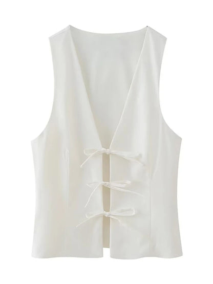 Women Lace Up V Neck Sleeveless Y2K Vintage Sexy Summer Tank