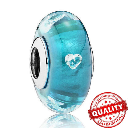 Colorful Flower Murano Glass Charm 925 Sterling Silver Top Rated DIY Jewelry for Bracelets and Necklaces LLZ012-GN