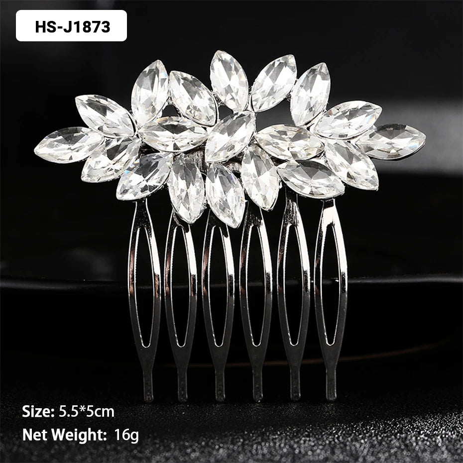 Efily Classic Silver Wedding Hair Combs - Crystal Rhinestone Bridal Accessories HS-J1873 Hair Combs