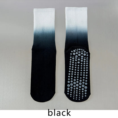 Colorful Women Cotton Mid Tube Non Slip Yoga Pilates Socks