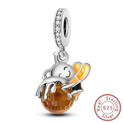 Glowing Firefly Butterfly Charm Bead 925 Sterling Silver Pendant for Bracelets KTC1198