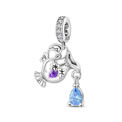 925 Sterling Silver Mermaid Angel Crown Charm Set with Zircon Beads Ring Earrings and Bracelet Jewelry Collection 2025