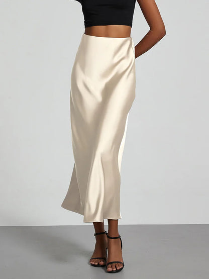 Satin Party Long Skirt High Waist Mermaid Fishtail Women