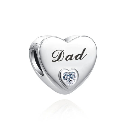European 925 Sterling Silver Heart Charm Bead for Sister and Daughter Jewelry Perfect for Mother's Day Gifts